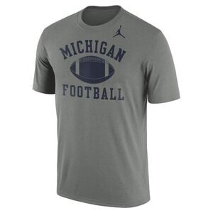 Jordan Michigan Wolverines Football Dri-FIT T-Shirt Mens Large Gray Jumpman Tee